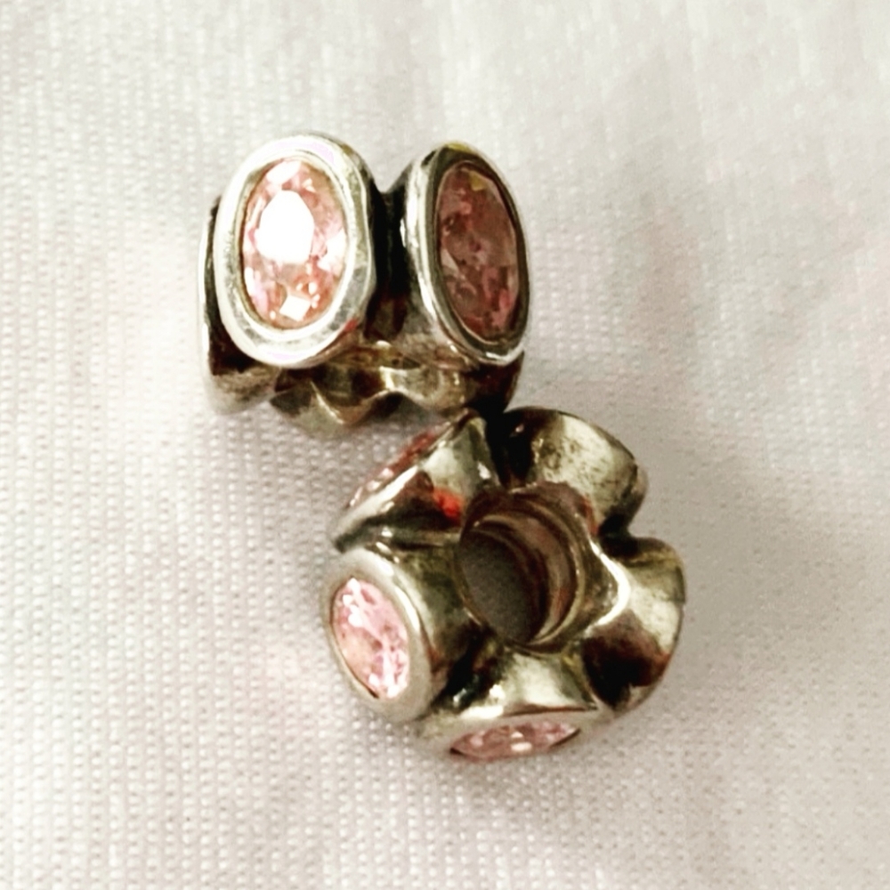 PAIR of Authentic Pandora charms " Oval lights pink " #790311PCZ - Picture 1 of 16